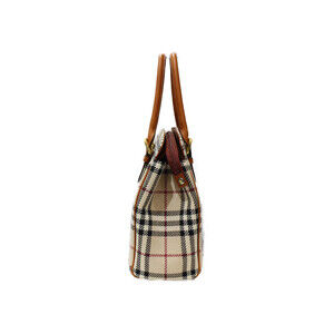 Burberry Tan Leather Bag Beige Nova Brown Check Handbag Shoulder Canvas